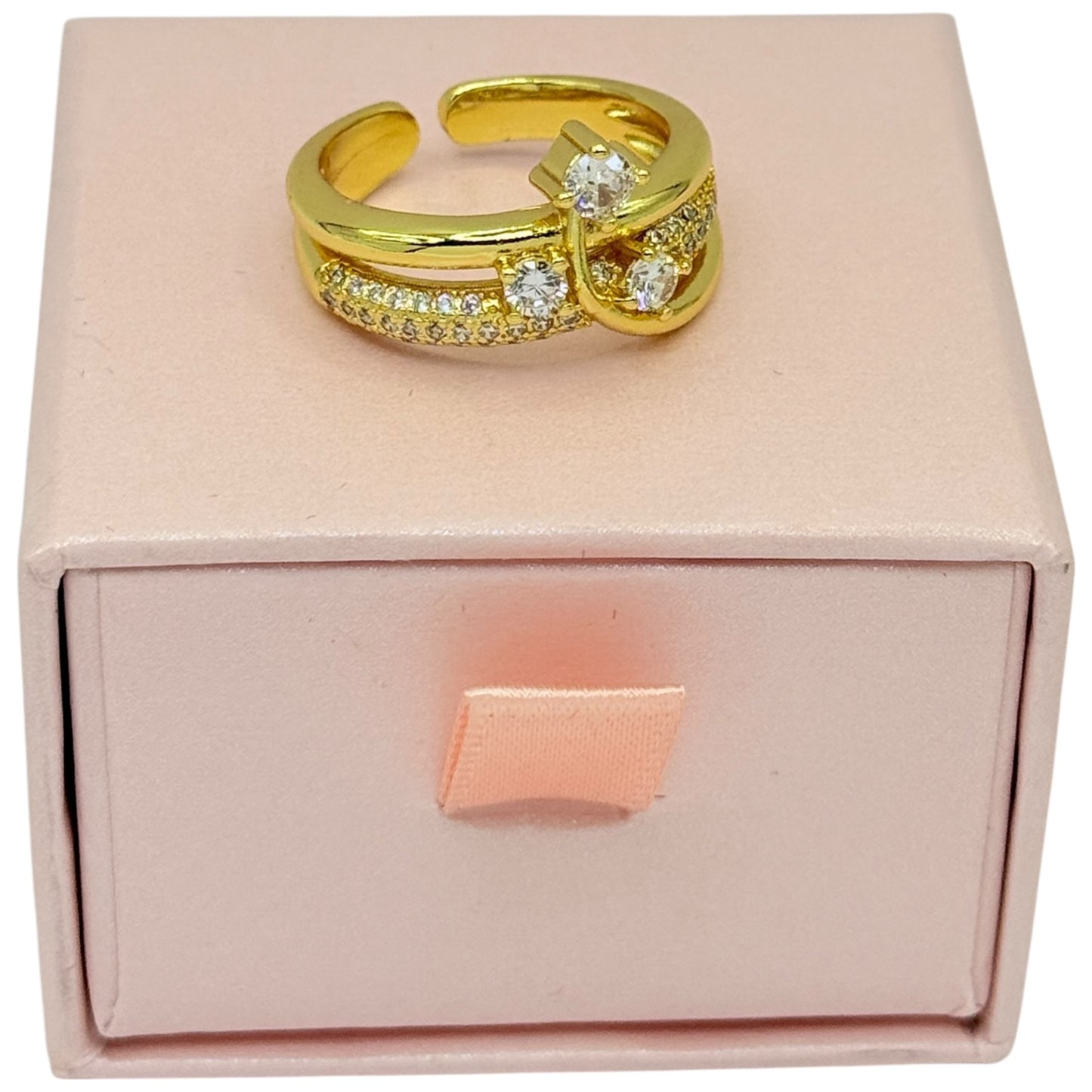 Carry me Estrella Fugaz™ Exclusivo anillo de 3 estrellas en doble capa, bañado en oro y ajustable