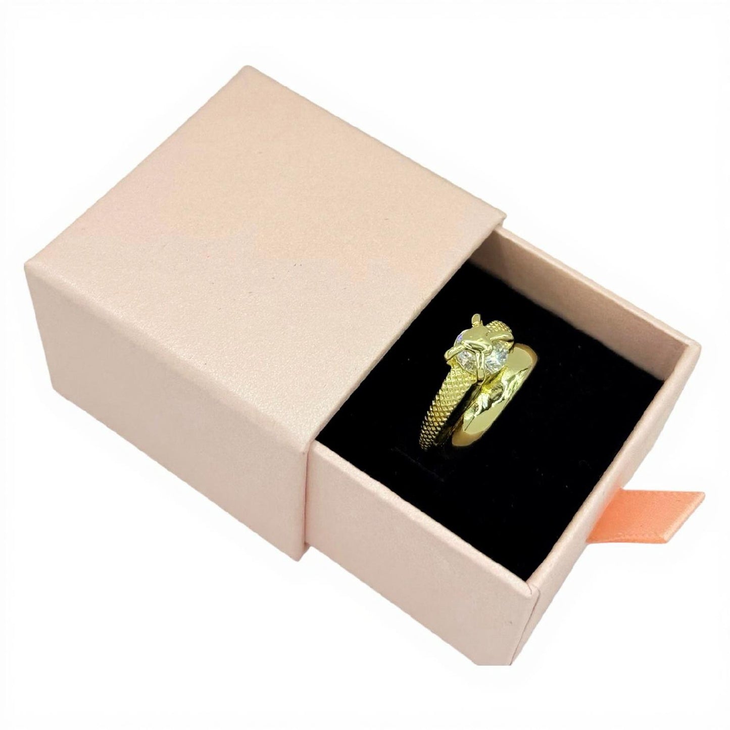 Carry me ONE™ Exclusivo anillo de corazón en doble capa, bañado en oro y ajustable