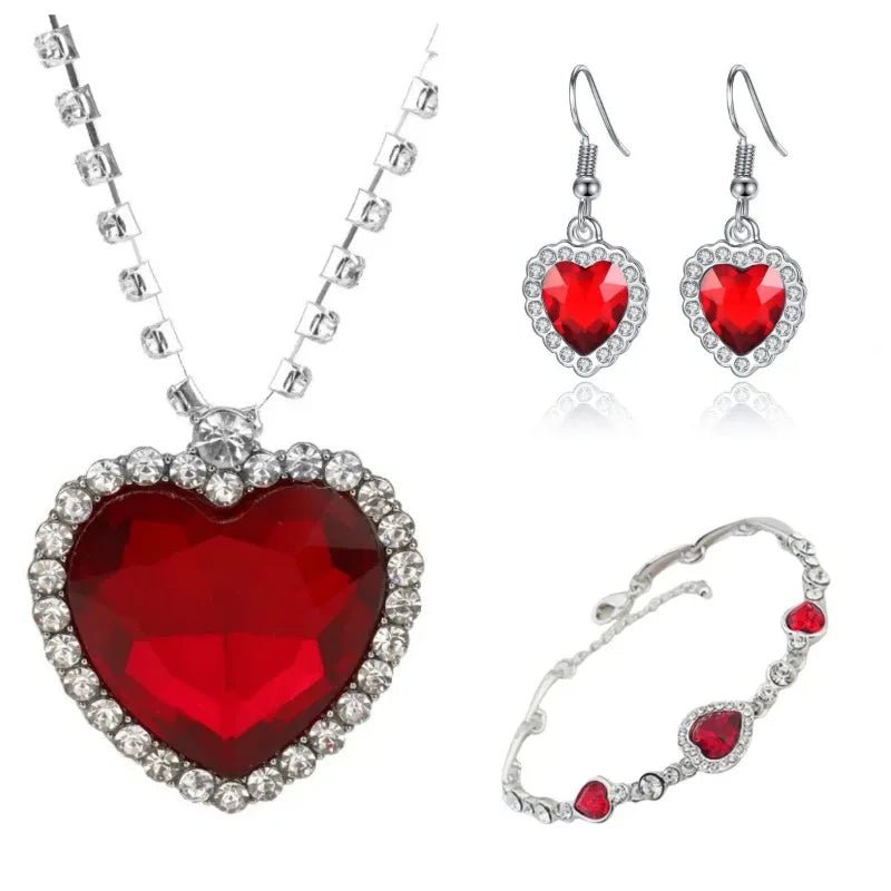 Set Titanic Blue Ocean: collar, pulsera y aretes en estuche azul