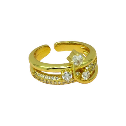 Carry me Estrella Fugaz™ Exclusivo anillo de 3 estrellas en doble capa, bañado en oro y ajustable