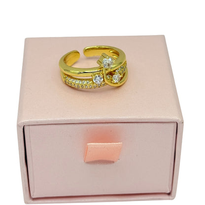 Carry me Estrella Fugaz™ Exclusivo anillo de 3 estrellas en doble capa, bañado en oro y ajustable