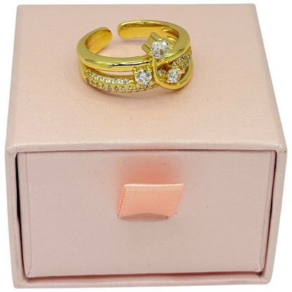 Carry me Estrella Fugaz™ Exclusivo anillo de 3 estrellas en doble capa, bañado en oro y ajustable