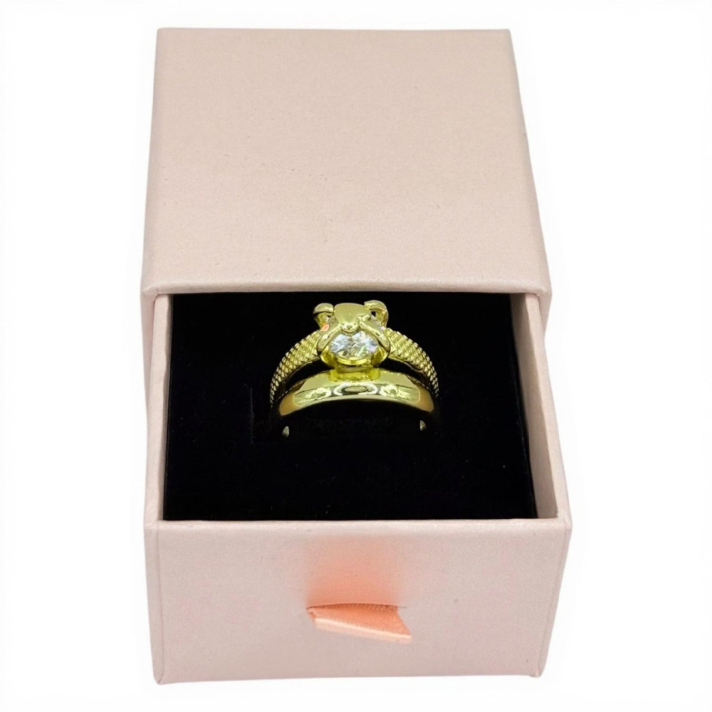 Carry me ONE™ Exclusivo anillo de corazón en doble capa, bañado en oro y ajustable