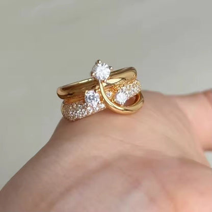 Carry me Estrella Fugaz™ Exclusivo anillo de 3 estrellas en doble capa, bañado en oro y ajustable