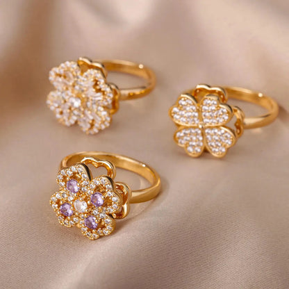 Carry me LUCKY™ Anillo antiestrés giratorio de trébol de 4 hojas - Podios