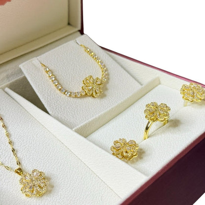 Carry me LUCKY™  Anillo ajustable antiestrés giratorio de trébol de 4 hojas