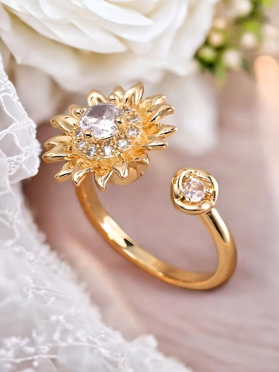 Girasol Heart Duo™ Anillo y Collar antiestrés de girasol giratorio - Podios