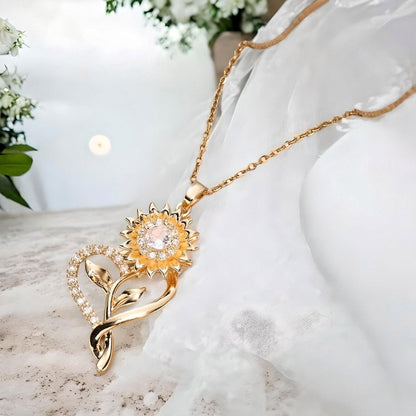 Girasol Heart Duo™ Anillo y Collar antiestrés de girasol giratorio - Podios