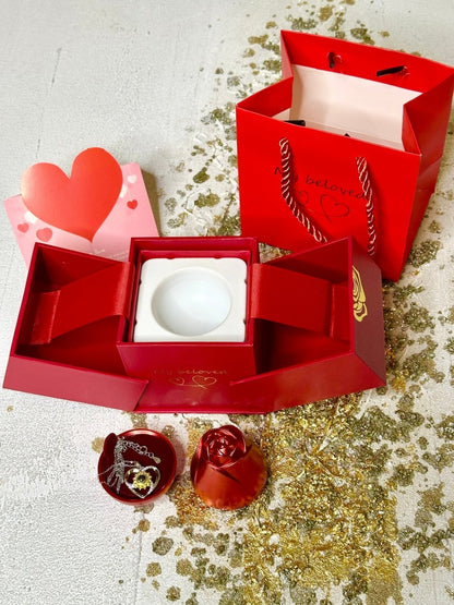 Girasol Megan - Collar te Amo en 100 idiomas en caja de rosa ascendente - Podios