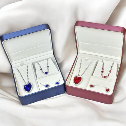 Set Titanic Blue Ocean: collar, pulsera y aretes en estuche azul