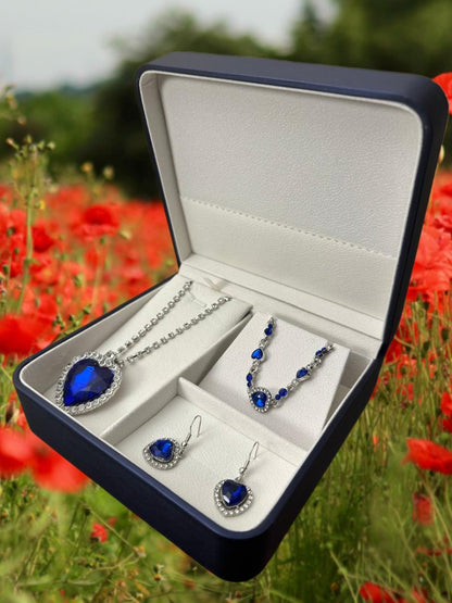 Set Titanic Blue Ocean: collar, pulsera y aros de circón - Podios